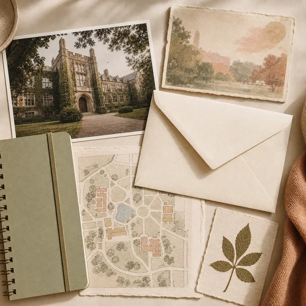 Vision board for students showing dream university campus