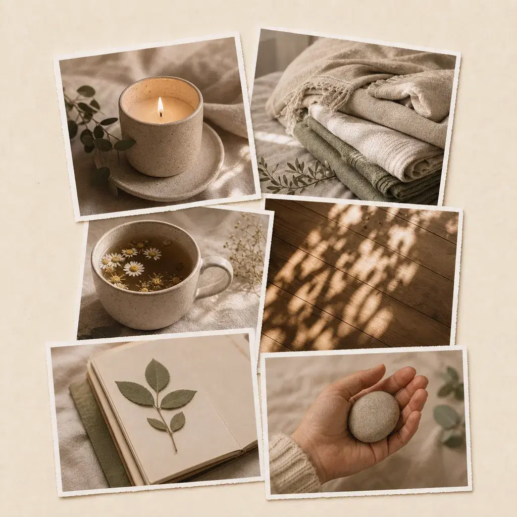Digital vision board with mindfulness imagery