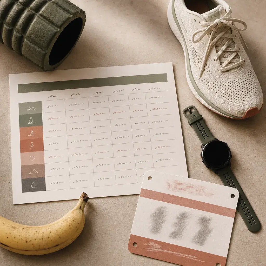 Fitness vision board with 5k race goal and training plan