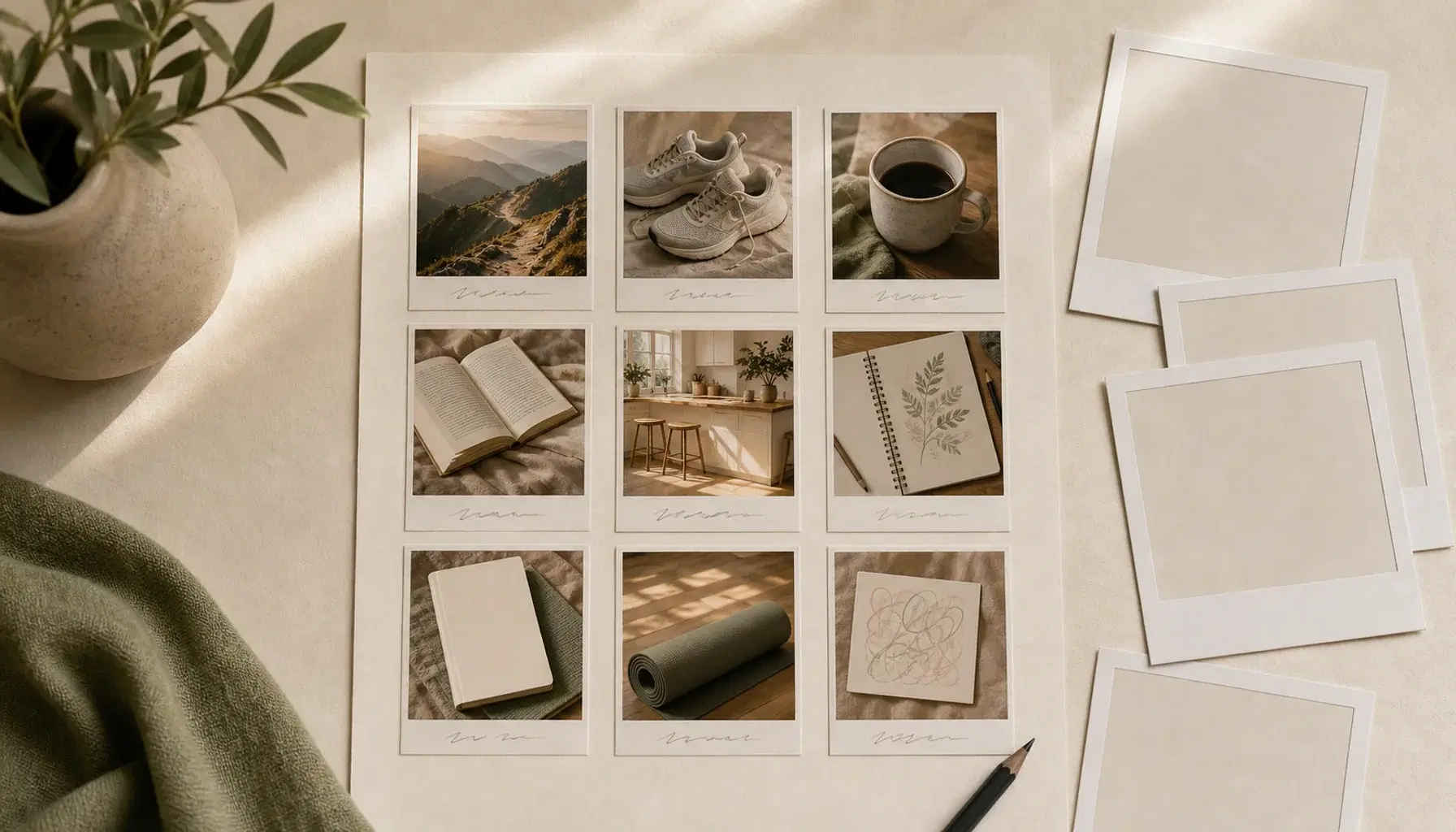 Vision board online with images placed and captions added