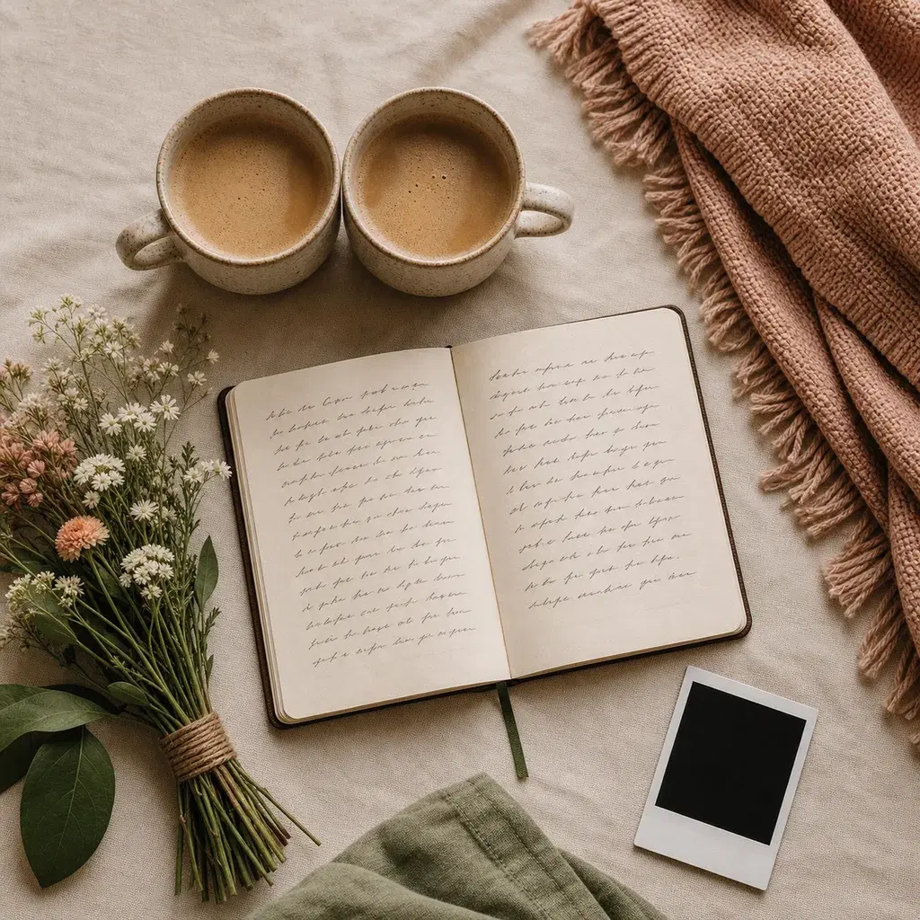 Relationship vision board with shared values and daily rituals
